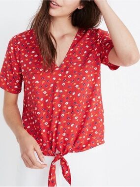 Madewell tie-front floral shirt